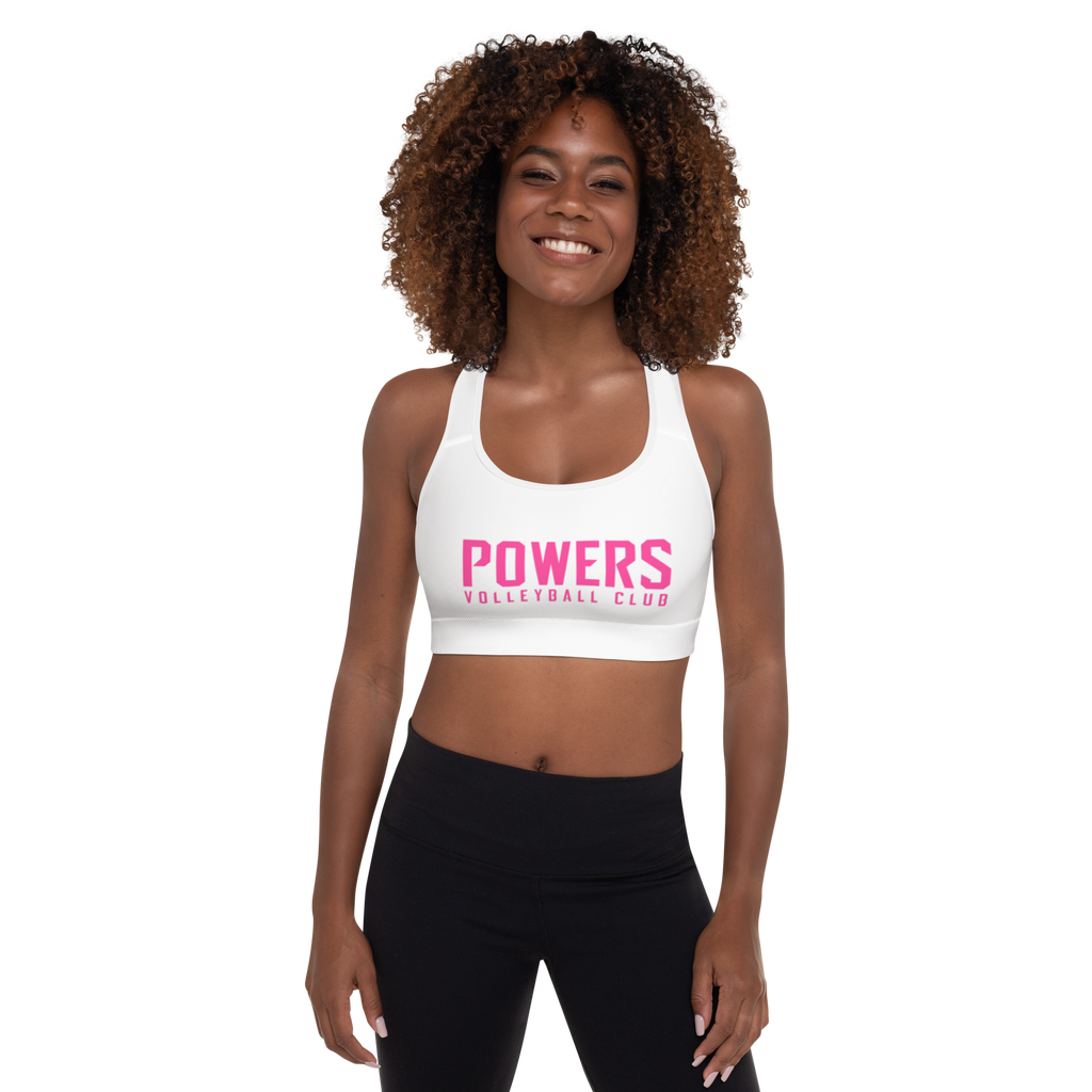 Pink POWERS VOLLEYBALL CLUB Padded Sports Bra. – BE ALL IN. Apparel