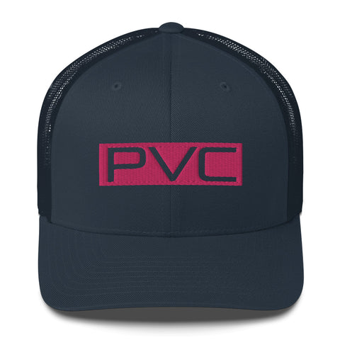 24 PVC Pink on Navy Trucker Cap