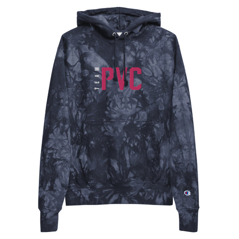 24 Team PVC White/Pink on Navy Embroidered Unisex Champion tie-dye hoodie