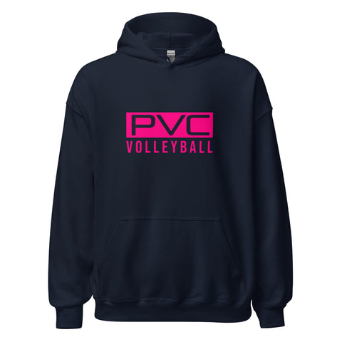 24 PVC Volleyball Rec Pink on Navy Unisex Hoodie