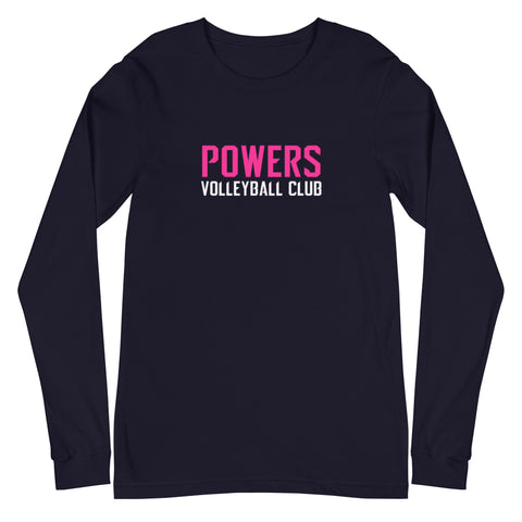24 Powers DTG Pink/White on Navy Unisex Long Sleeve Tee