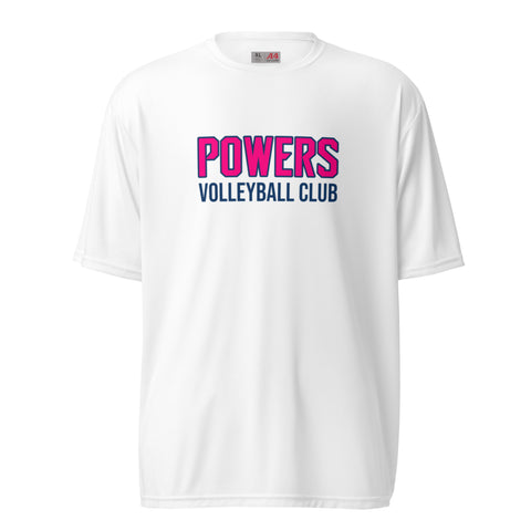 24 Powers Pink/Blue on White Unisex performance crew neck t-shirt