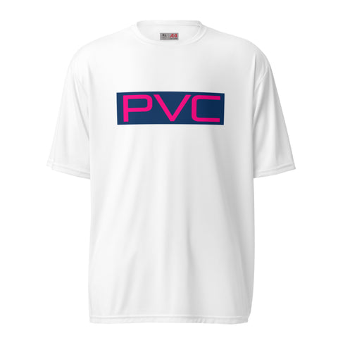 24 PVC Blue/Pink on White Unisex performance crew neck t-shirt