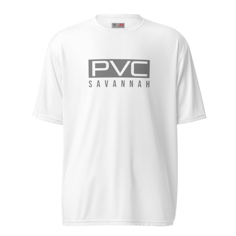 24 PVC SAV Gray on White Unisex performance crew neck t-shirt