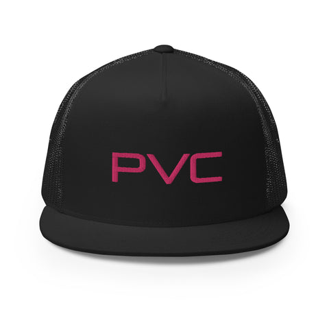 Pink PVC Embroidered Trucker Cap.