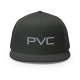 Gray PVC Embroidered Trucker Cap.