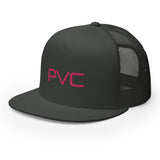 Pink PVC Embroidered Trucker Cap.