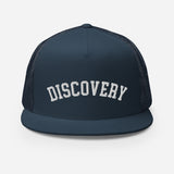DISCOVERY "Collegiate"  Adult Trucker Cap - White Embroidery on Navy