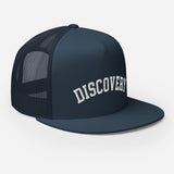 DISCOVERY "Collegiate"  Adult Trucker Cap - White Embroidery on Navy
