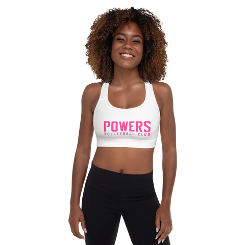 Pink POWERS VOLLEYBALL CLUB Padded Sports Bra.
