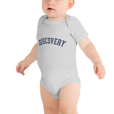 DISCOVERY "Collegiate" Baby short sleeve one piece - Navy Print on Athletic Heather or White