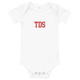 TDS Baby short sleeve one piece - Red Print on Athletic Heather or White