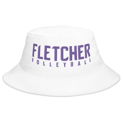 FHS Volleyball Embroidered Bucket Hat purple on white