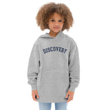 DISCOVERY "Collegiate" Youth fleece hoodie - Navy Print on Athletic Heather or White