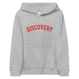 DISCOVERY "Collegiate" Youth fleece hoodie - Red Print on Navy Blazer, Athletic Heather, or White
