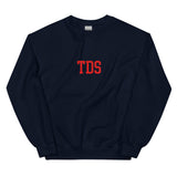 TDS Adult Unisex Sweatshirt Red Print on Navy, Sport Grey, or White