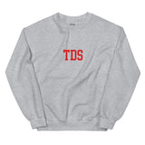 TDS Adult Unisex Sweatshirt Red Print on Navy, Sport Grey, or White