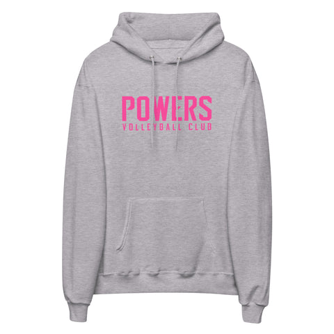 POWERS VOLLEYBALL CLUB Unisex fleece hoodie Pink on Heather Grey