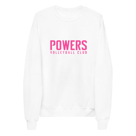 Pink POWERS VOLLEYBALL CLUB Unisex fleece sweatshirt.