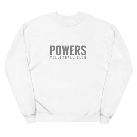 Gray POWERS VOLLEYBALL CLUB Unisex fleece sweatshirt.