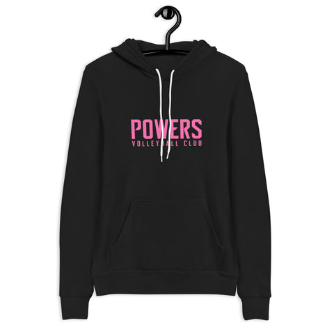 Pink POWERS VOLLEYBALL CLUB Unisex hoodie.