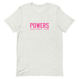 Pink POWERS VOLLEYBALL CLUB Unisex t-shirt.