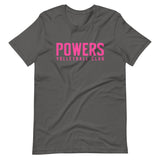 POWERS VOLLEYBALL CLUB Unisex t-shirt Pink on shades of Grey