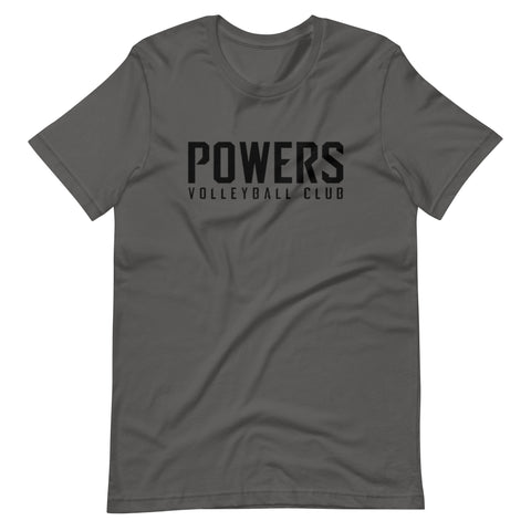 POWERS VOLLEYBALL CLUB Unisex t-shirt Black on shades of Grey