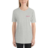 The Discovery School Adult Unisex t-shirt - Blue/Red Print on Athletic Heather or White