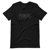 Black POWERS VOLLEYBALL CLUB Unisex t-shirt.