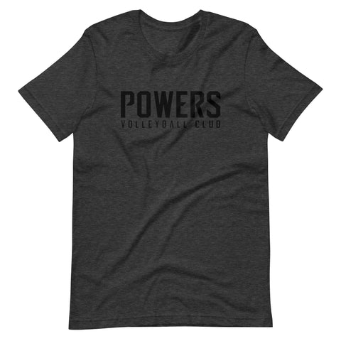 POWERS VOLLEYBALL CLUB Unisex t-shirt Black on shades of Grey