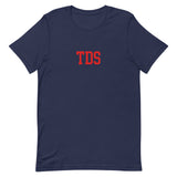TDS Adult Unisex t-shirt Red Print on Navy, Athletic Heather, or White