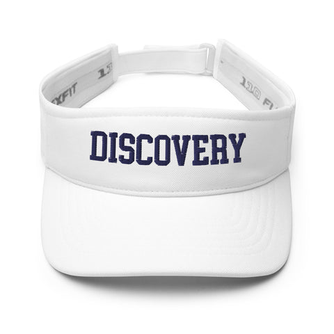 DISCOVERY Adult "Collegiate" Visor - Navy Embroidery on White