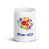 Critical Dinker White glossy mug by TRAUUHL Pickleball