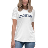 DISCOVERY "Collegiate" Women's Relaxed T-Shirt - Navy Print on Athletic Heather or White