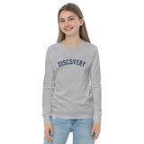 DISCOVERY "Collegiate" Youth long sleeve tee - Navy Print on Athletic Heather or White