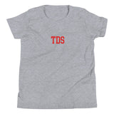 TDS Youth Short Sleeve T-Shirt - Red Print on Navy, Athletic Heather, or White
